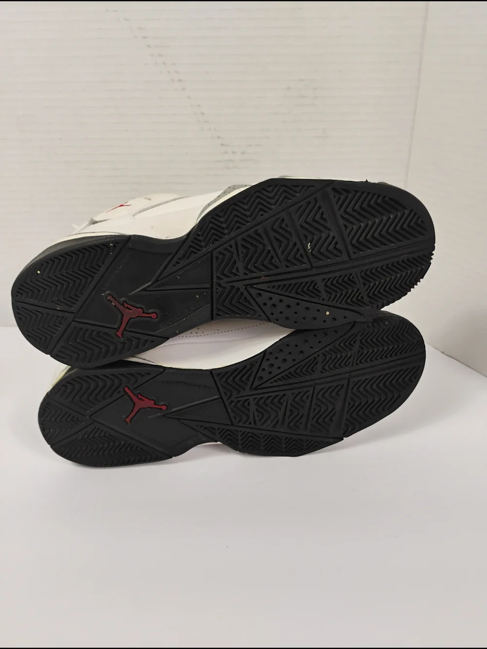Jordan Kids High-Top Sneakers in White, Gray, Black with Red Logo